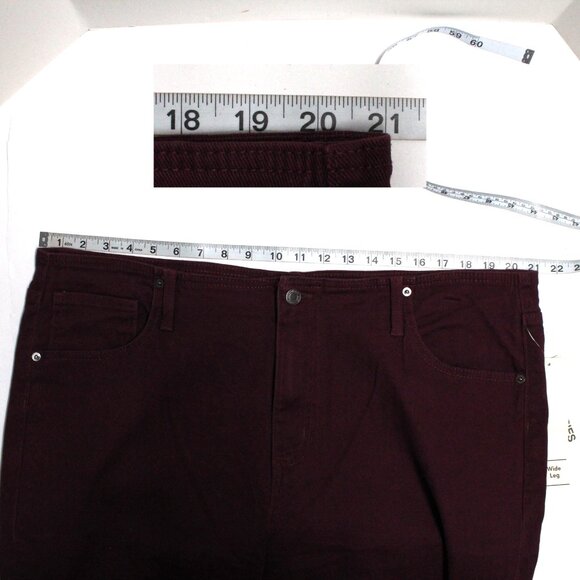 No Boundaries XXL (20) No Waist Wide Leg Baggy Burgundy Jeans - Picture 8 of 14